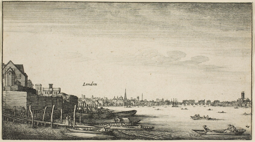 London Viewed from the Thames River at Milford Staris Below Arundel House