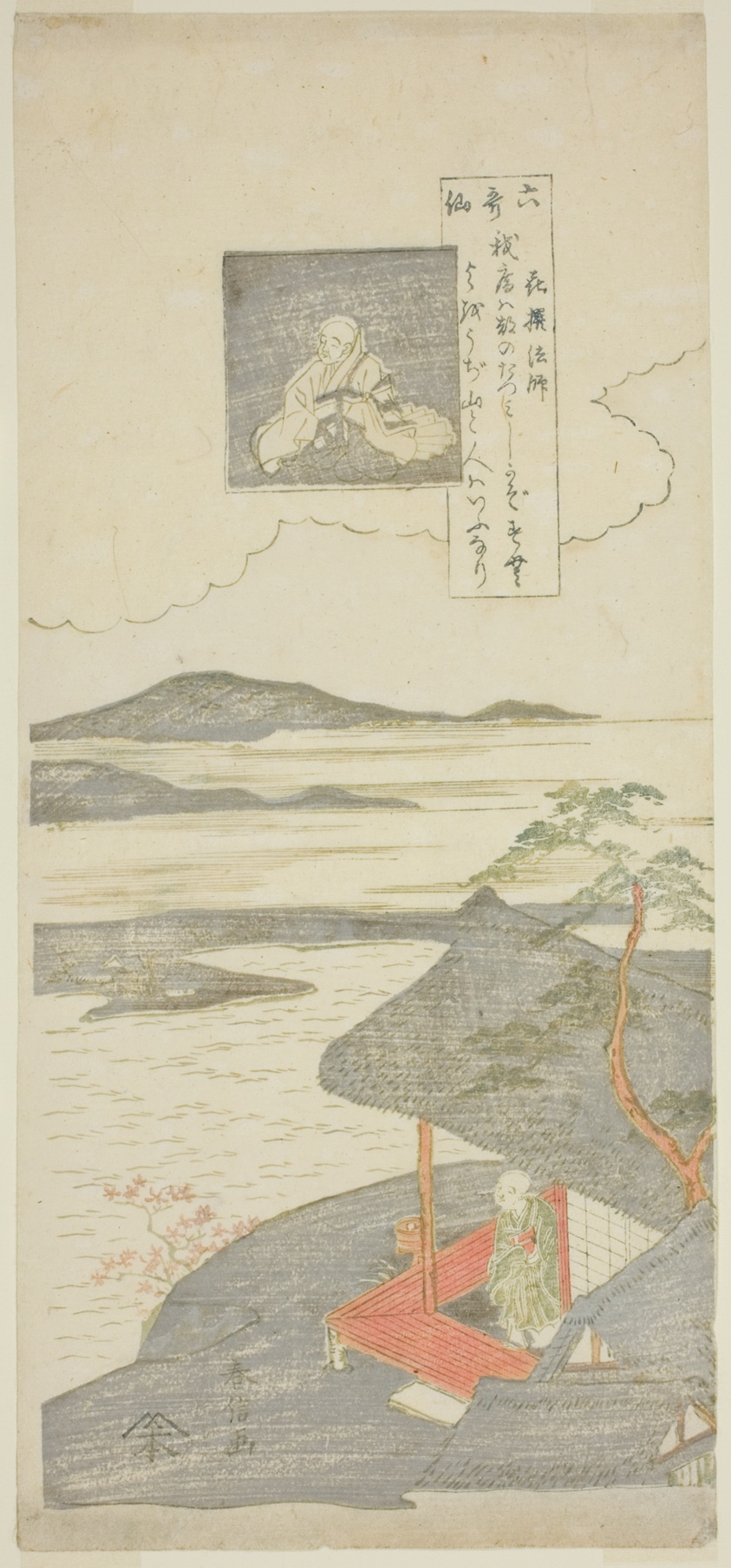 Poem by Kisen Hoshi, from the series "Six Famous Poets (Rokkasen)"