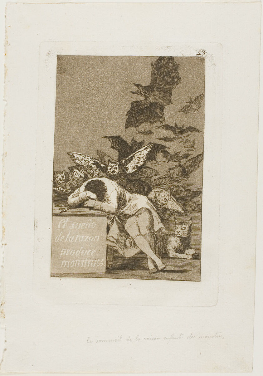 The Sleep of Reason Produces Monsters, plate 43 from Los Caprichos