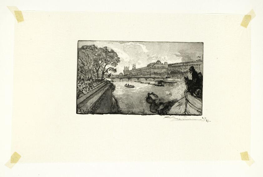 The Louvre, Viewed from the Pont-Neuf, plate thirteen from Le Long de la Seine et des Boulevards