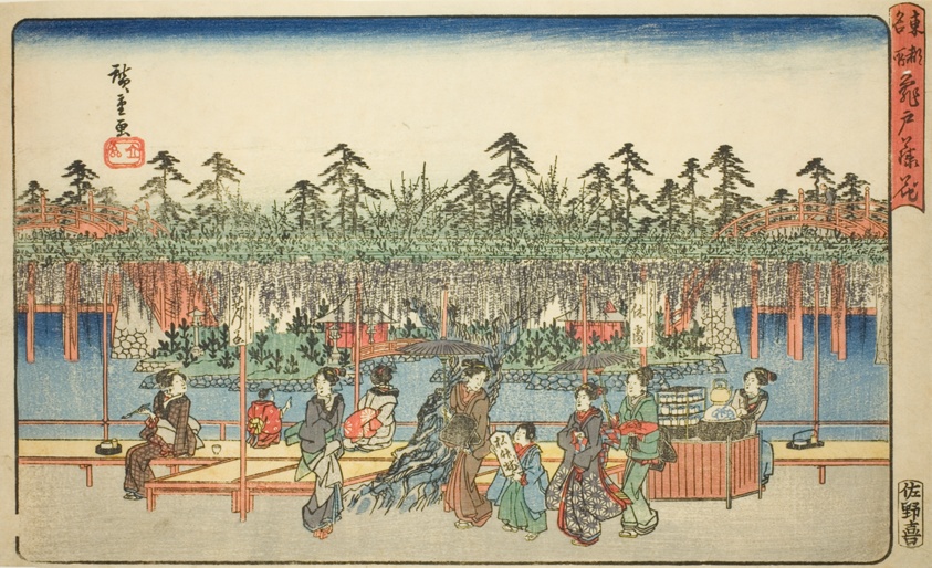 Wisteria at Kameido (Kameido Tenjin fuji hana), from the series "Famous Places in the Eastern Capital (Toto meisho)"