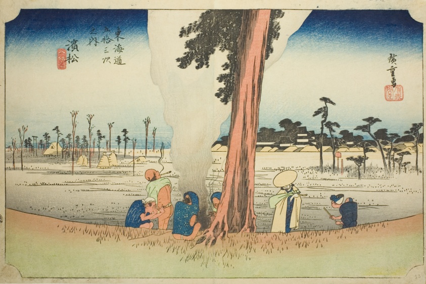 Hamamatsu: Winter Scene (Hamamatsu, fuyugare no zu), from the series "Fifty-three Stations of the Tokaido (Tokaido gojusan tsugi no uchi)," also known as the Hoeido Tokaido