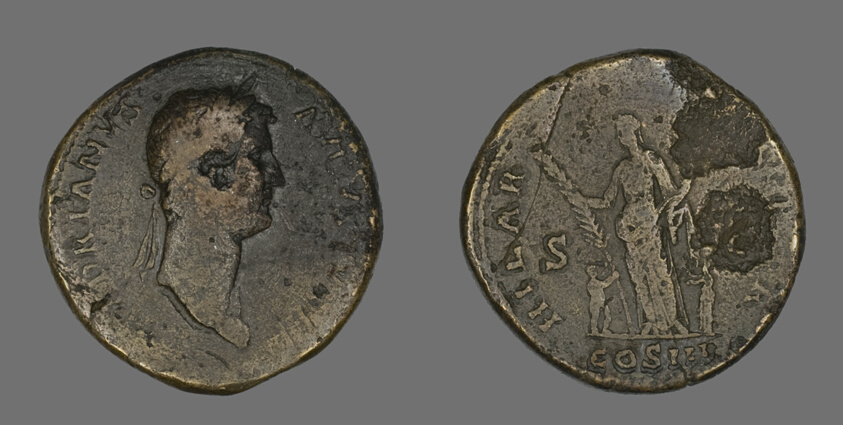 Sestertius (Coin) Portraying Emperor Hadrian