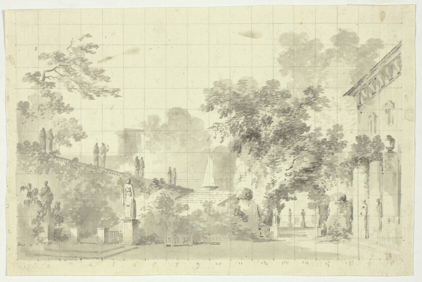 View of the Park at Versailles: Statues and a Fountain