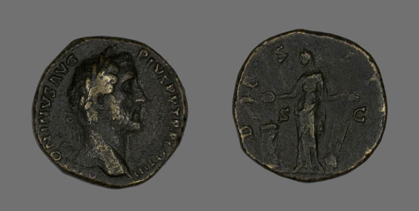 Sestertius (Coin) Portraying Emperor Antoninus Pius