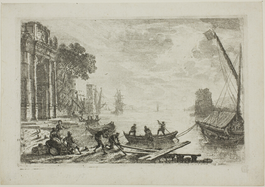 Harbor Scene with Rising Sun