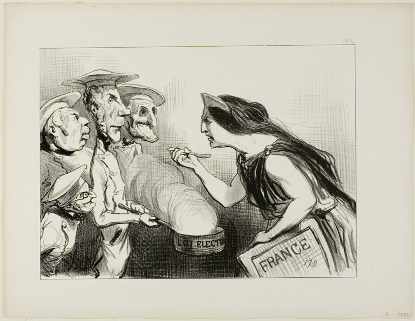 Too Many Cooks Spoil The Broth. “- This really tastes like bad cooking,” plate 142 from Actualités