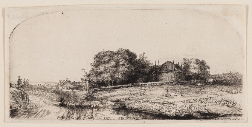Cottages and a Hay Barn on the Diemerdijk with a Flock of Sheep
