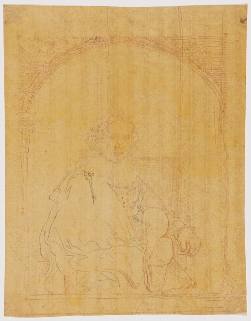 Portrait of a Man in an Armchair, from Collection d'imitations de Dessins d'après les Principaux Maîtres Hollandais et Flamands
