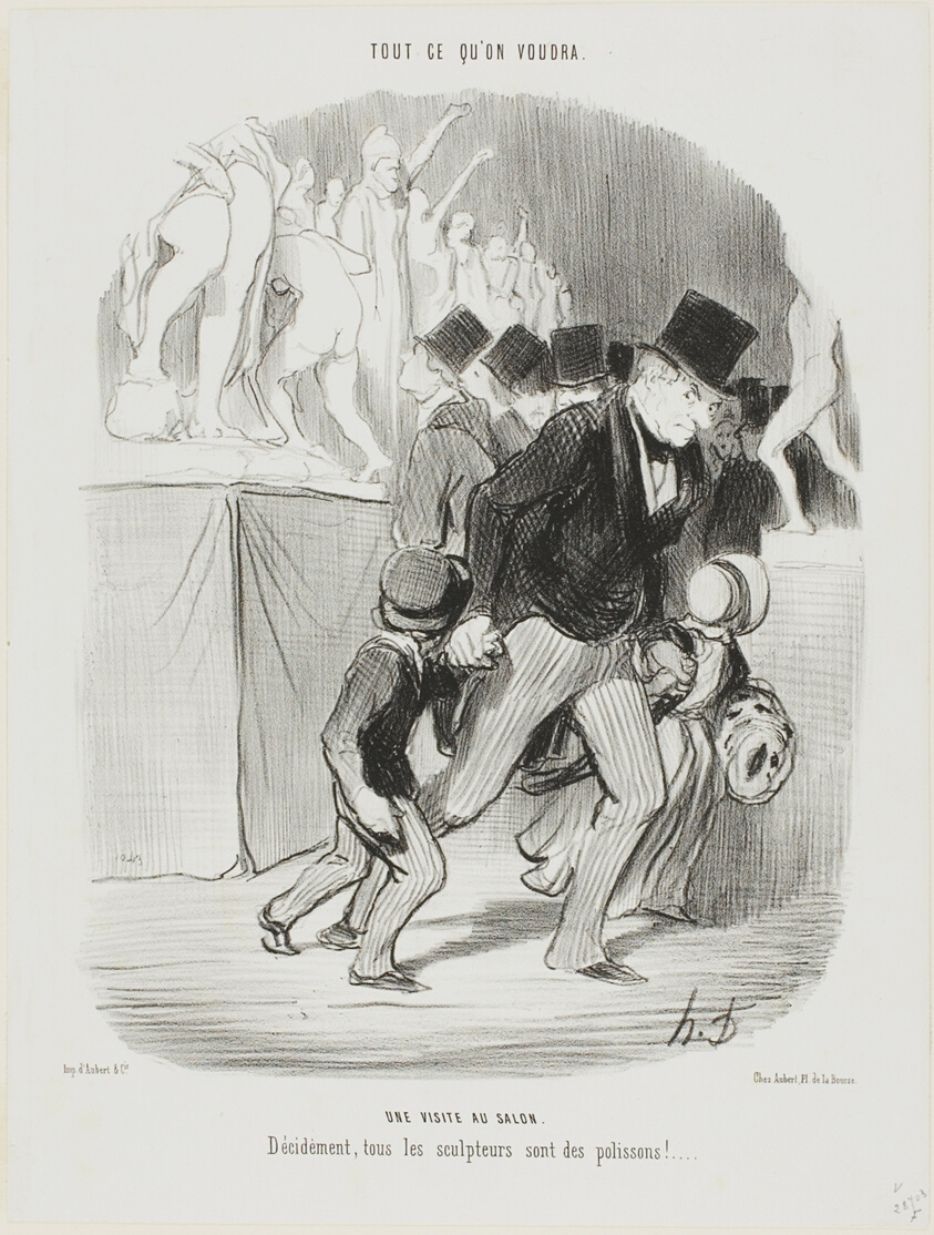 A Visit to the Salon. Obviously all the sculptors are a naughty bunch, plate 1 from Tout Ce Qu'on Voudra