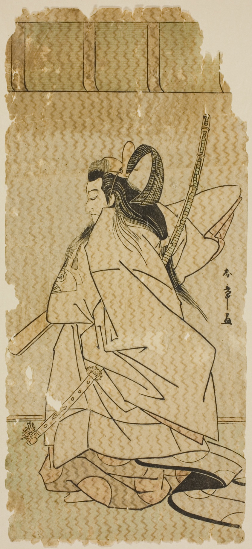 The Actor Onoe Matsusuke I as Prince Takanori in the play "Kaeribana Eiyu Taiheiki," performed at the Nakamura Theater in the eleventh month, 1779