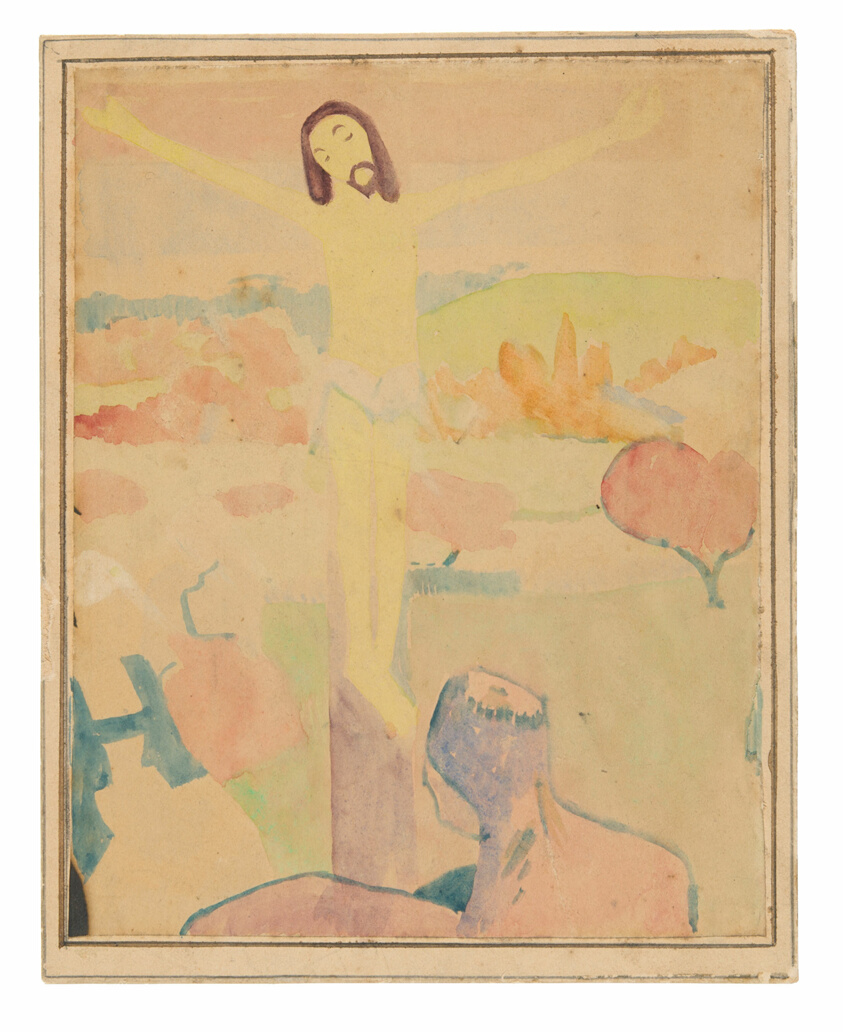 The Yellow Christ (recto), Female Bather Wading through a Brook