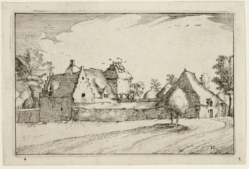Walled Farm, plate eleven after Pictures of Farms, Country Houses and Rustic Villages (Praediorum villarum et rusticarum casularum icones)