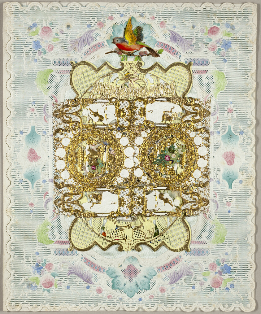Untitled Valentine (Urn with Bird and Flowers in Wreaths of Gold Flowers)