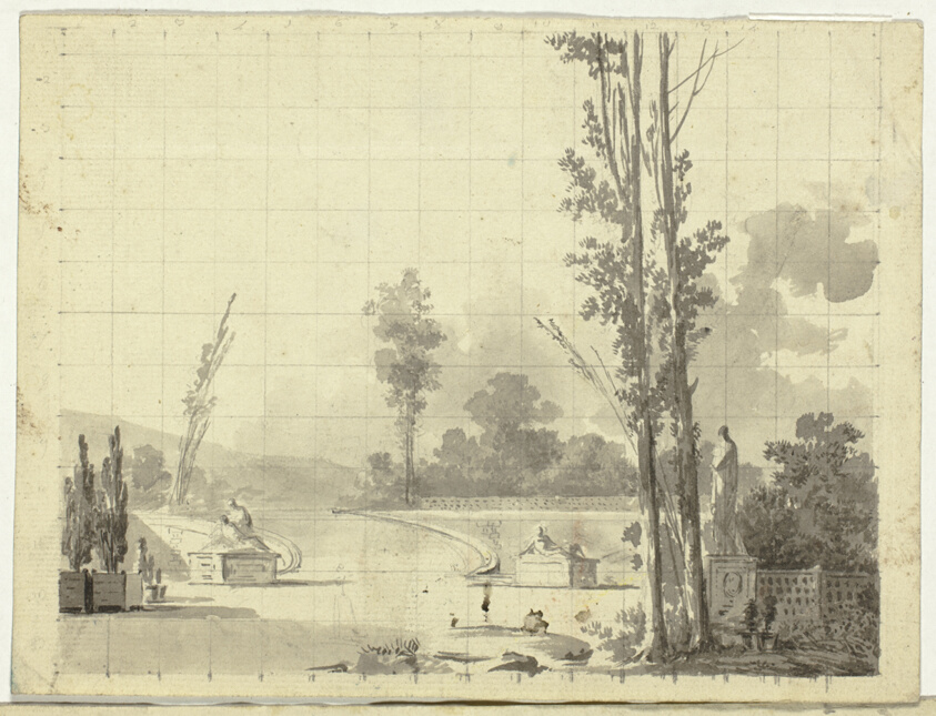 View of the Park at Versailles: Stairway and Two Poplars