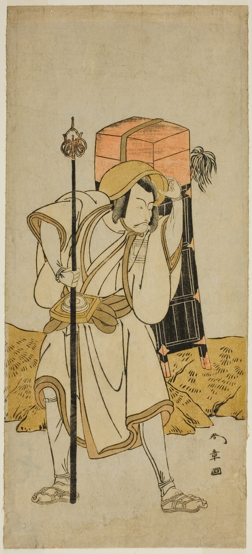 The Actor Ichikawa Danjuro V as Moriya no Daijin Disguised as Rokuju-rokubu in the Play Miya-bashira Iwao no Butai, Performed at the Morita Theater in the Seventh Month, 1773