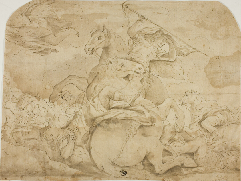 Battle Scene with Central Figure on Rearing Horse
