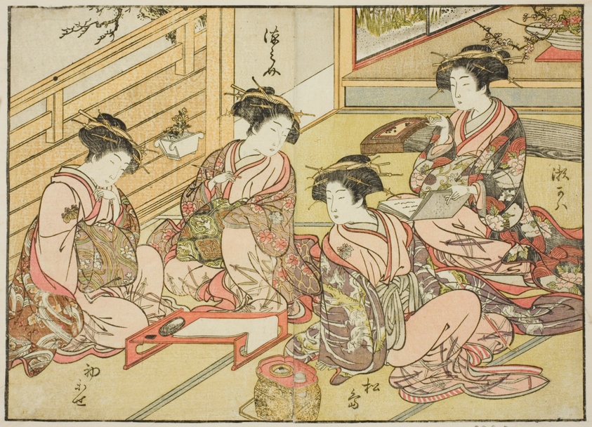 Courtesans of the Matsubaya, from the book "Mirror of Beautiful Women of the Pleasure Quarters (Seiro bijin awase sugata kagami)," vol. 1