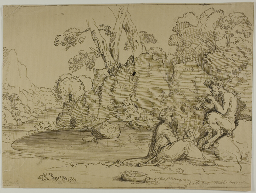 Satyr, Nymph and Putto by Pool