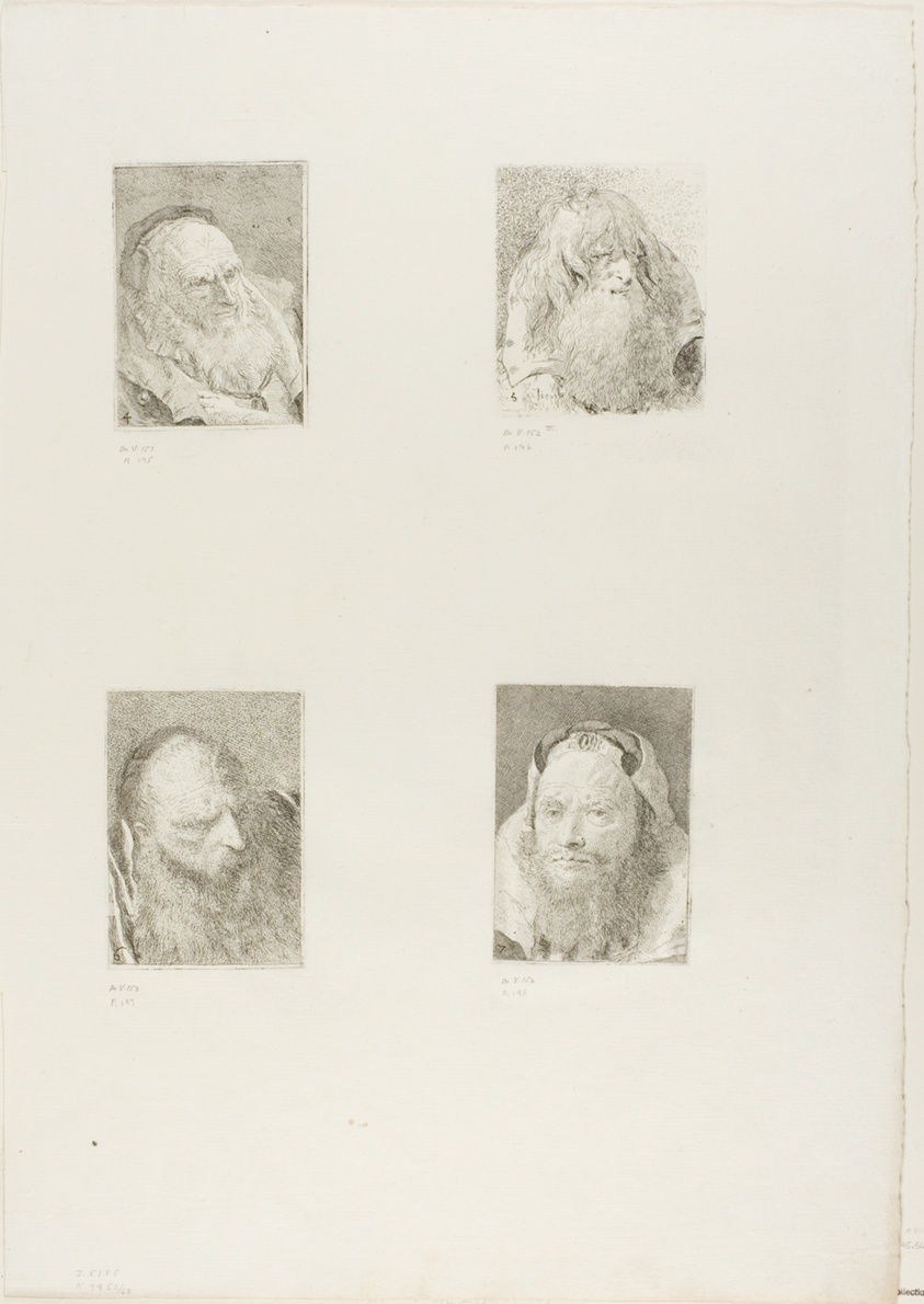 Old Man in Three Quarter View, Old Man with a Beard and Long Hair, Old Man with a Beard, and Old Man with a Beard
