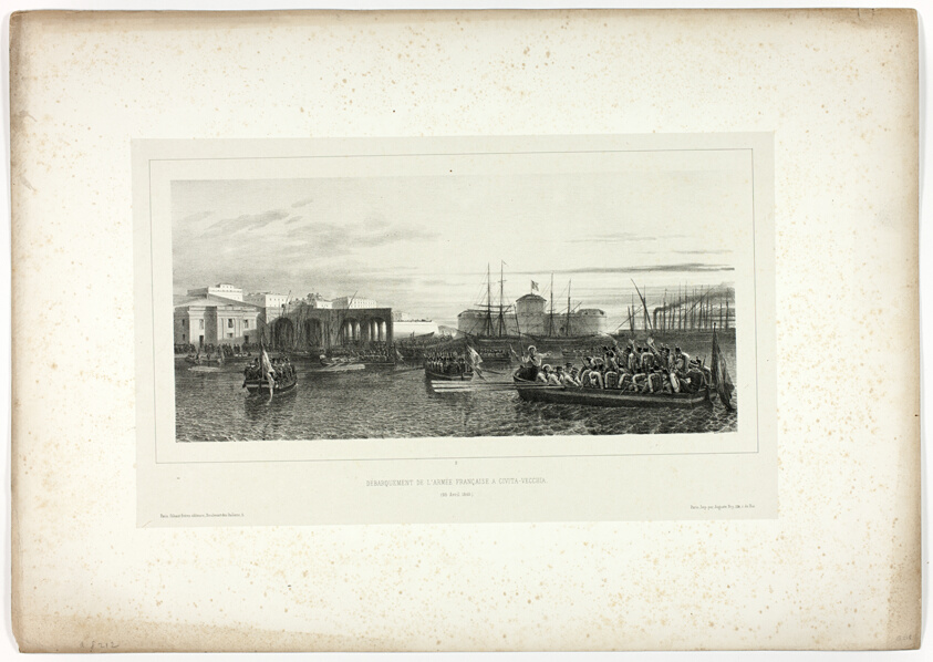 The French Army Landing at Civita-Vecchia, April 25, 1849, from Souvenirs d’Italie: Expédition de Rome