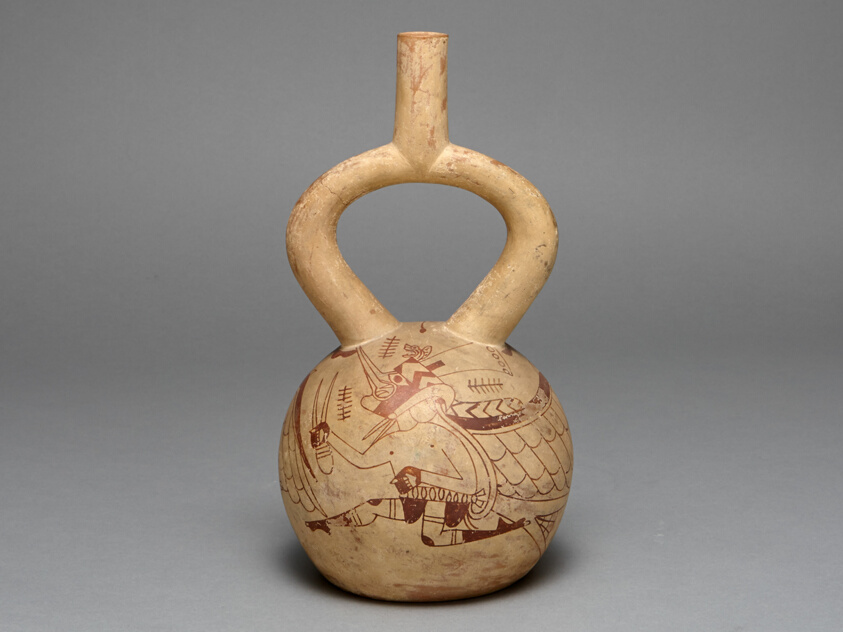 Stirrup Spout Vessel Depicting Costumed Runners
