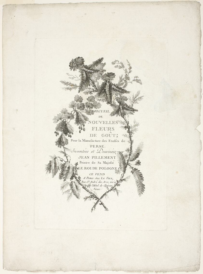 Cover for Collection of New Flowers of Taste for the Manufacture of Persian Cloth, Invented and Drawn by Jean Pillement