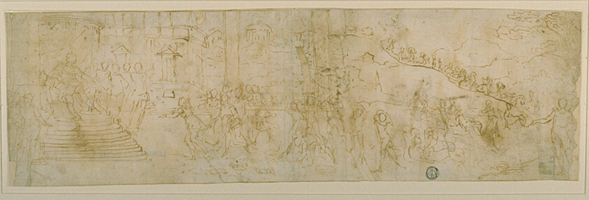 Solomon and the Queen of Sheba (recto); Sketch of the Queen of Sheba (verso)