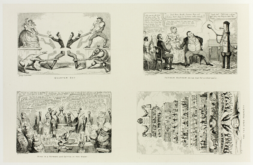 Quarter Day from George Cruikshank's Steel Etchings to The Comic Almanacks: 1835-1853 (top left)