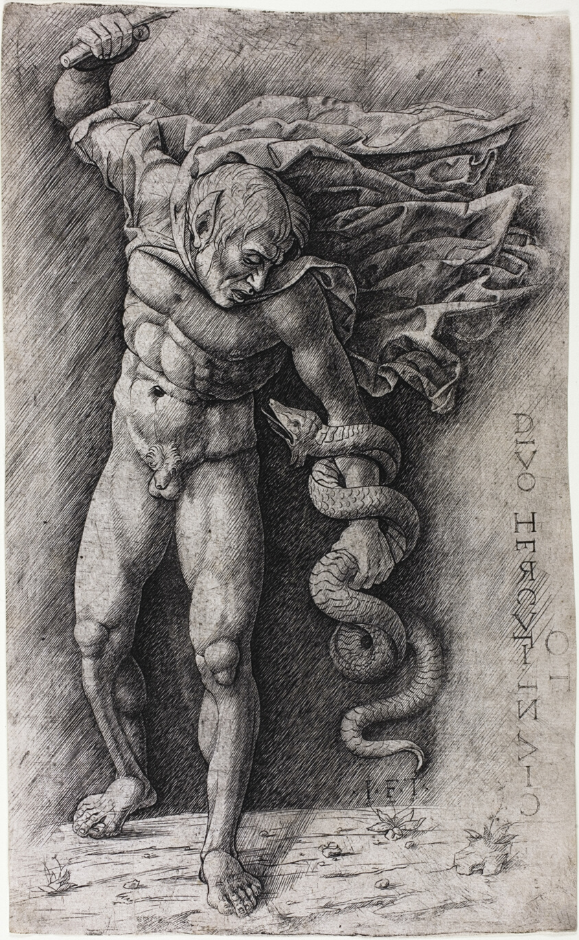 Faun Attacking a Snake