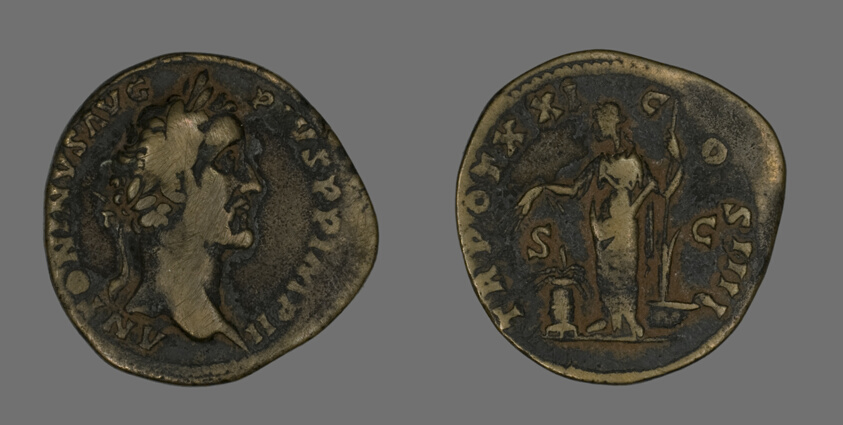 Sestertius (Coin) Portraying Emperor Antoninus Pius