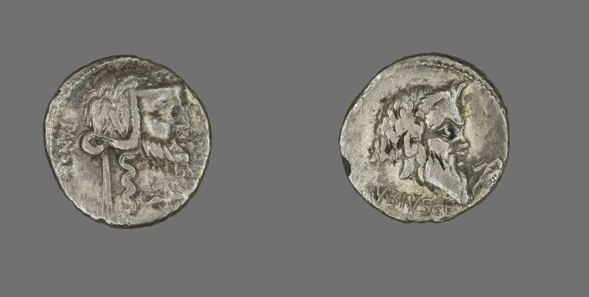 Denarius (Coin) Depicting the Satyr Silenus