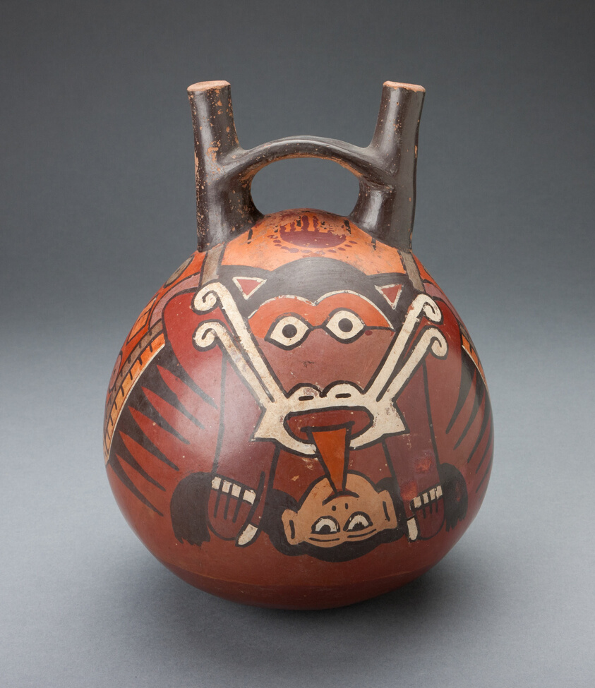 Vessel Depicting a Winged Figure Holding a Decapitated Head