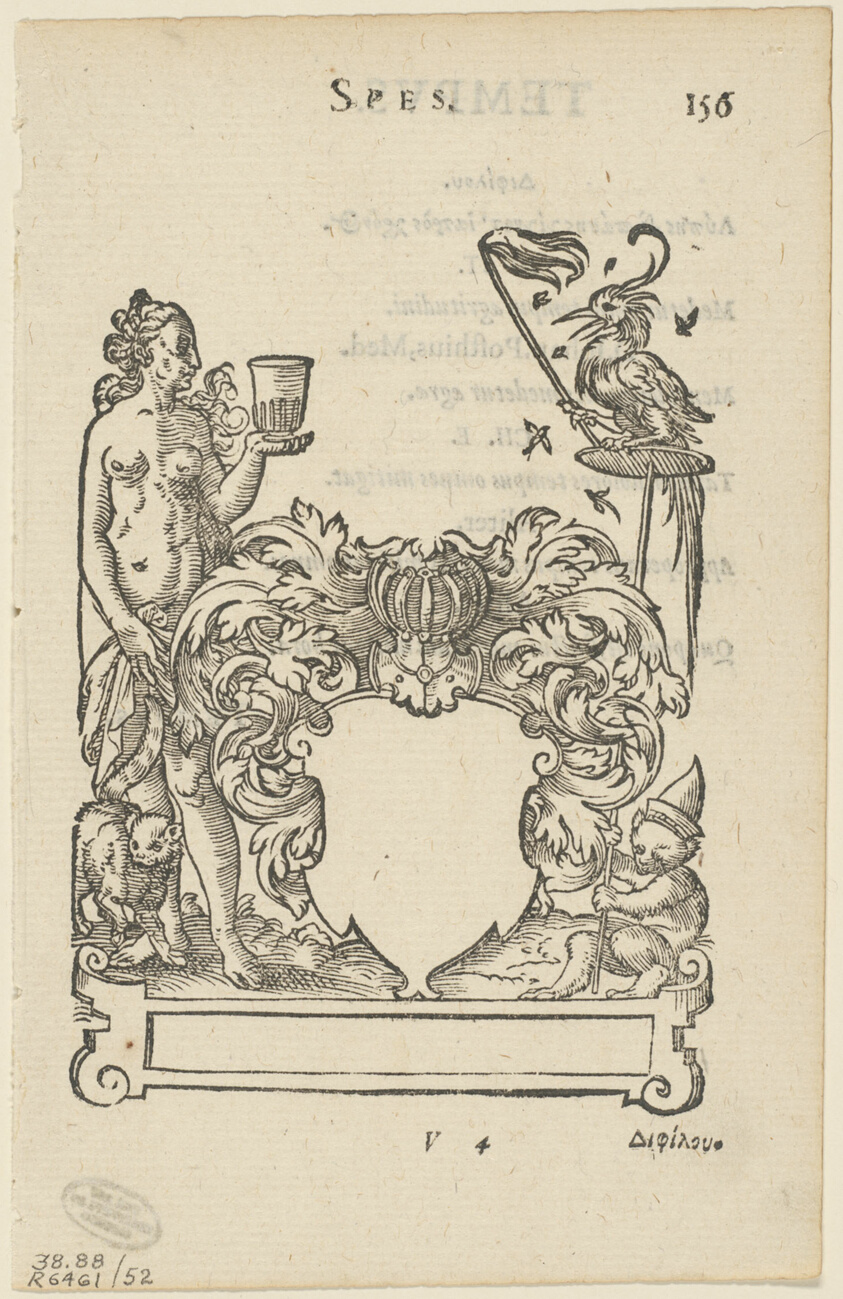 Emblem with Blank Heraldic Shield, folio 156 from the Anthologia Gnomonica