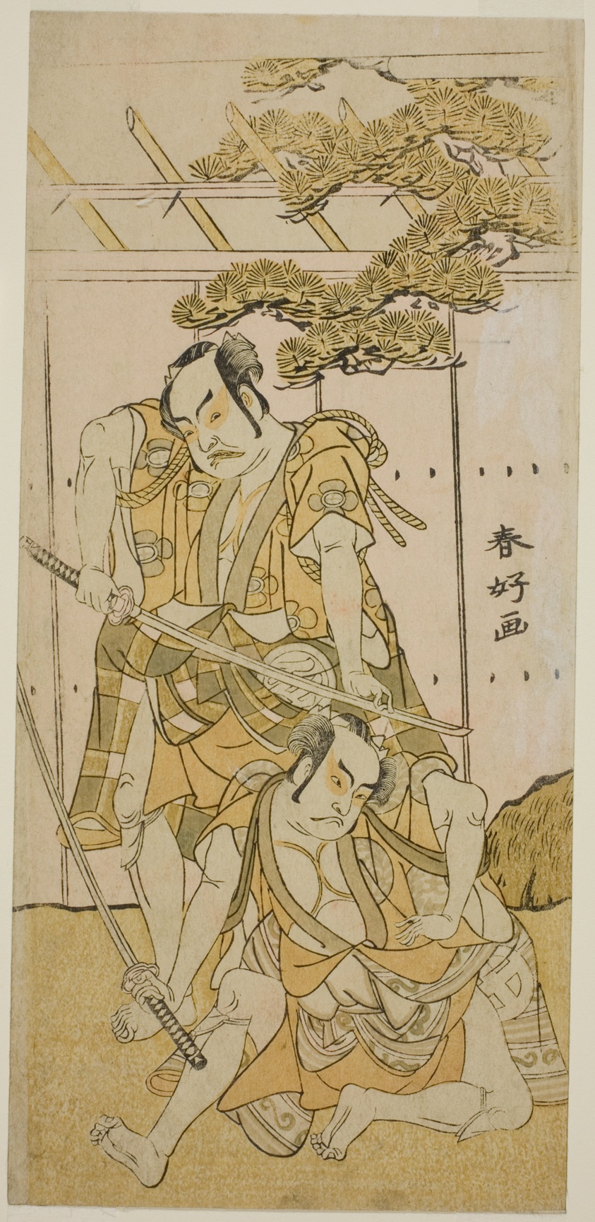 The Actors Otani Hiroji III as Onio Shinzaemon (right), and Nakamura Sukegoro II as Wappa no Kikuo (left) in the Play Iro Moyo Aoyagi Soga, Performed at the Nakamura Theater in the First Month, 1775