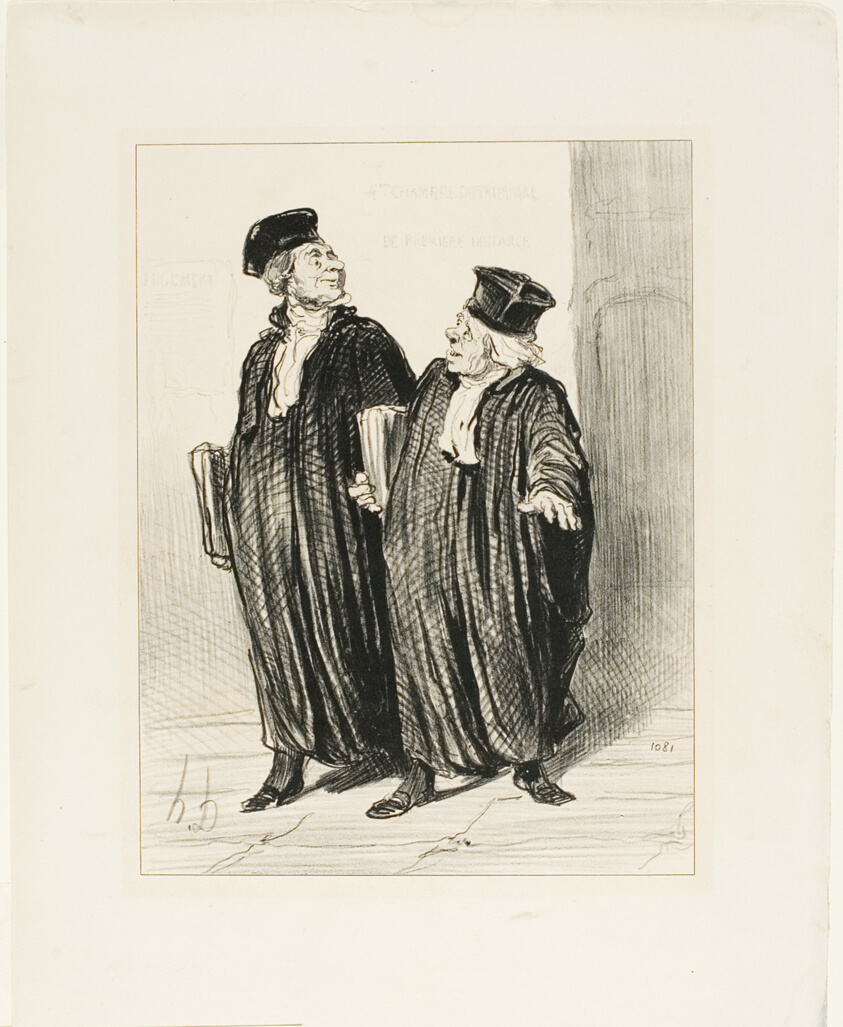 “- Finally we obtained the division of property between husband and wife... - about time, there was no more money left to divide,” plate 3 from Les Avocats Et Les Plaideurs