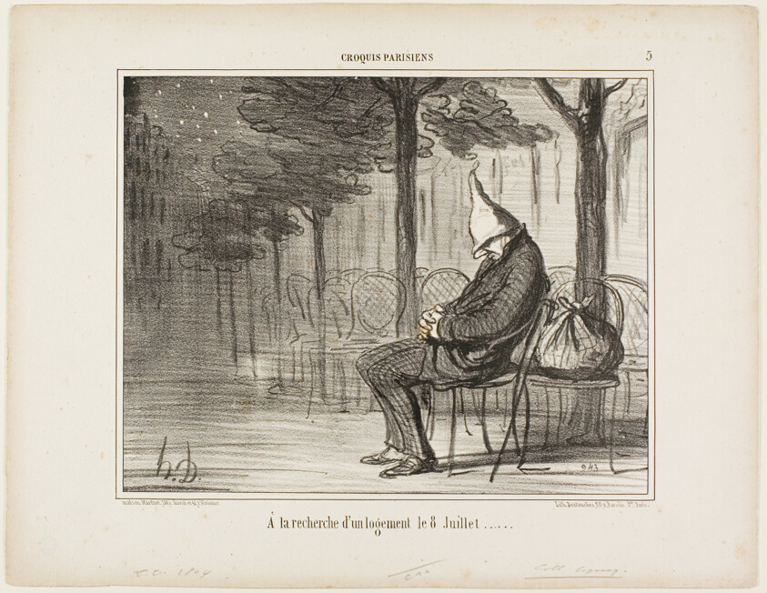 Looking for an Overnight Accommodation on the Eighth of July, plate 5 from Croquis Parisiens