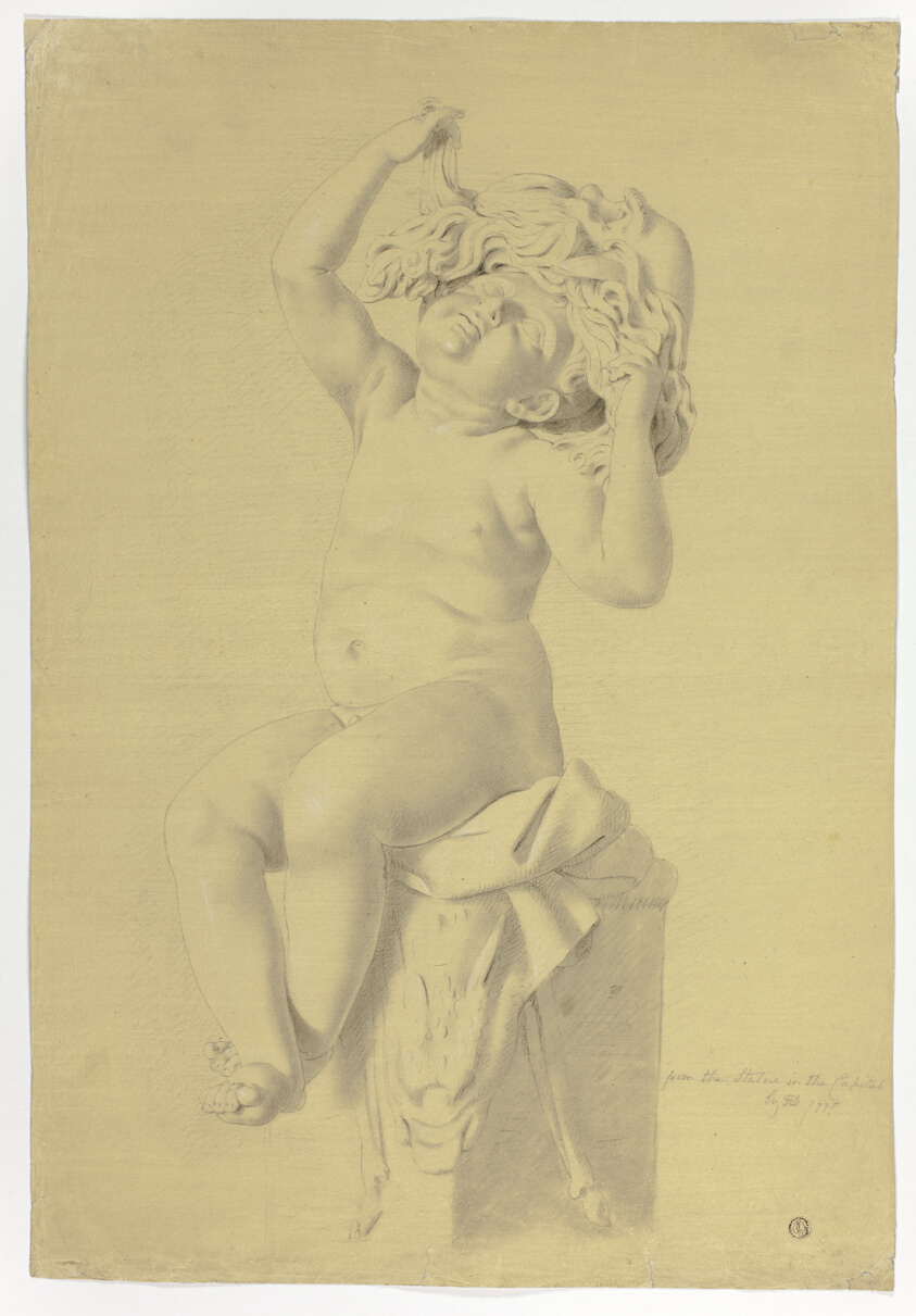 Study after Antique Statue of Seated Putto Holding Mask of Silenus