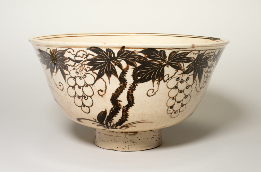 Bowl with Grapes, Willow Tree, and Bird