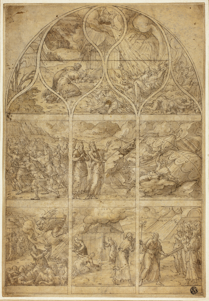 Design for a Stained Glass Window with the Story of Aaron