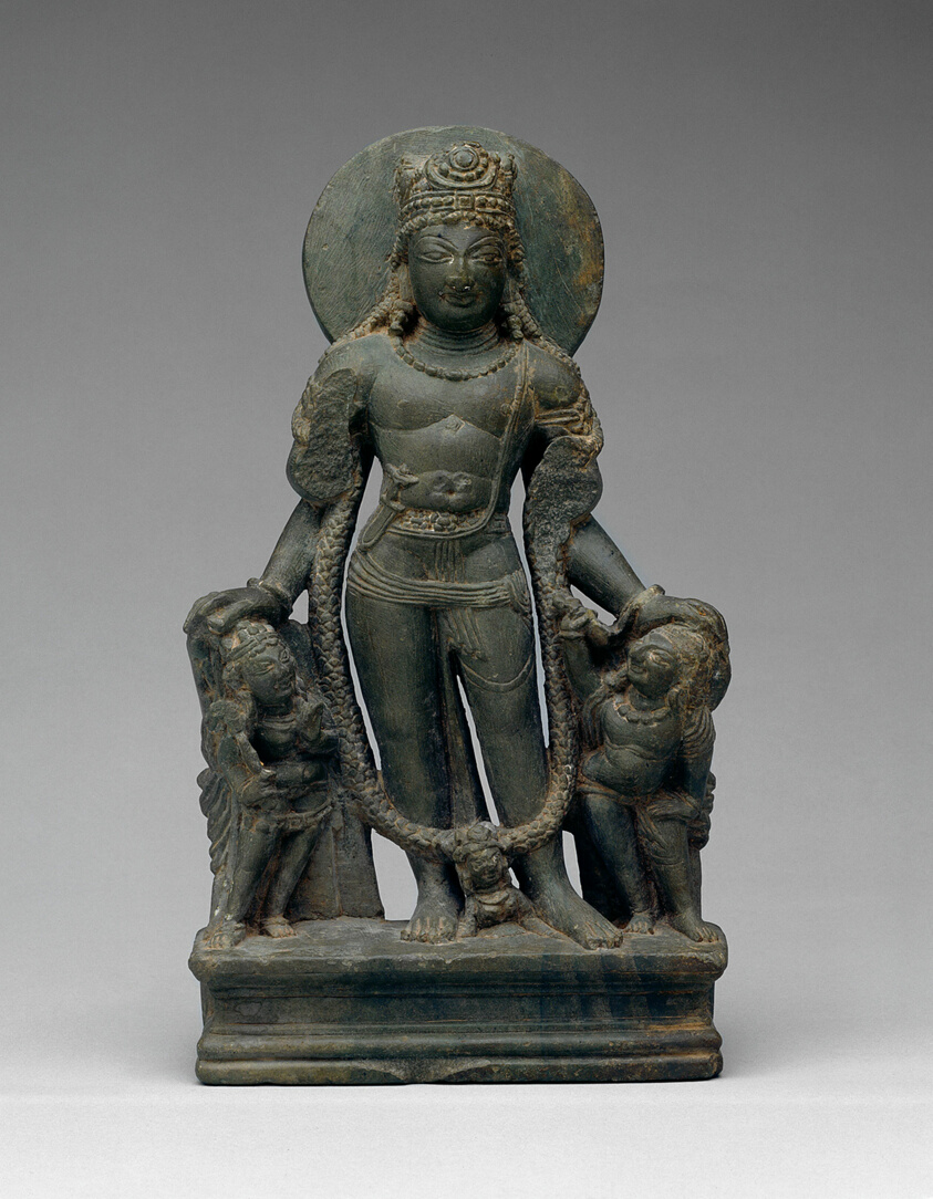 Four-Armed Standing God Vishnu with Personified Weapons (Ayudhapurusha)