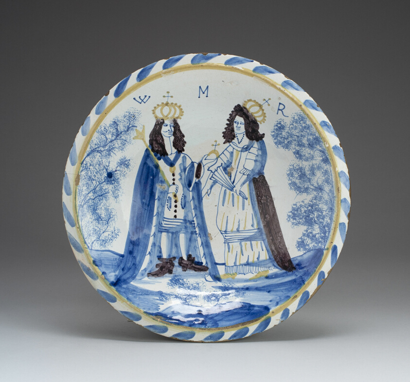 Dish Depicting King William III and Queen Mary II of England