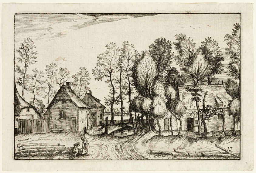 Landscape with Hewed Trees, plate seventeen after Pictures of Farms, Country Houses and Rustic Villages (Praediorum villarum et rusticarum casularum icones)