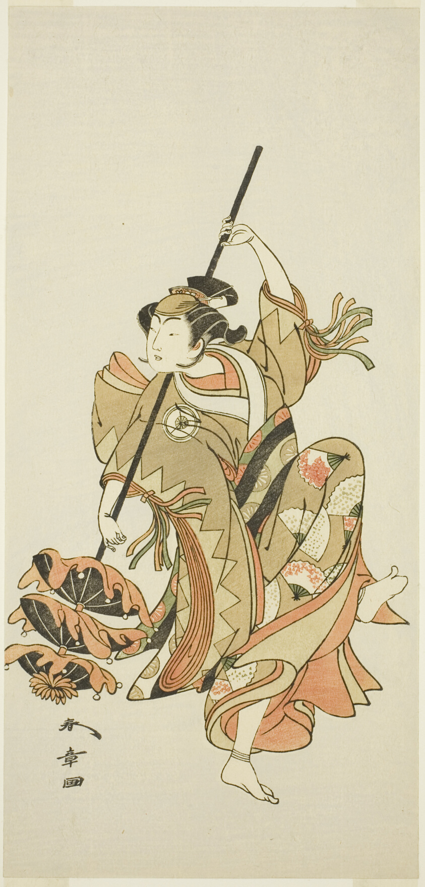 Actor Iwai Hanshirô IV Performs the Triple Umbrella Dance in “Flower of Japan: Ono no Komachi’s Five Characters” (“Kuni no Hana Ono no Itsumoji”)