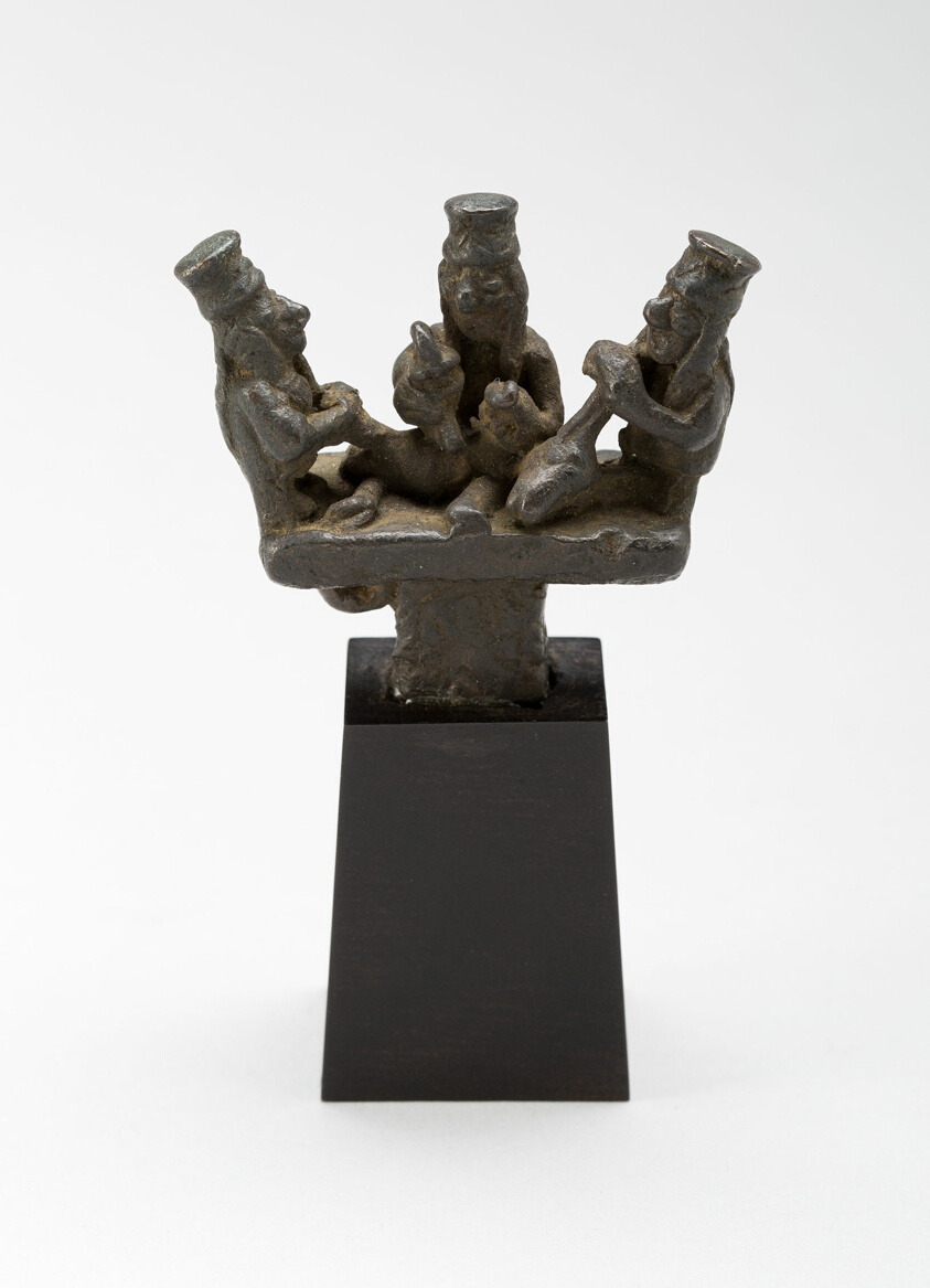 Finial for Pin or Blade Depicting Figures Shearing a Llama