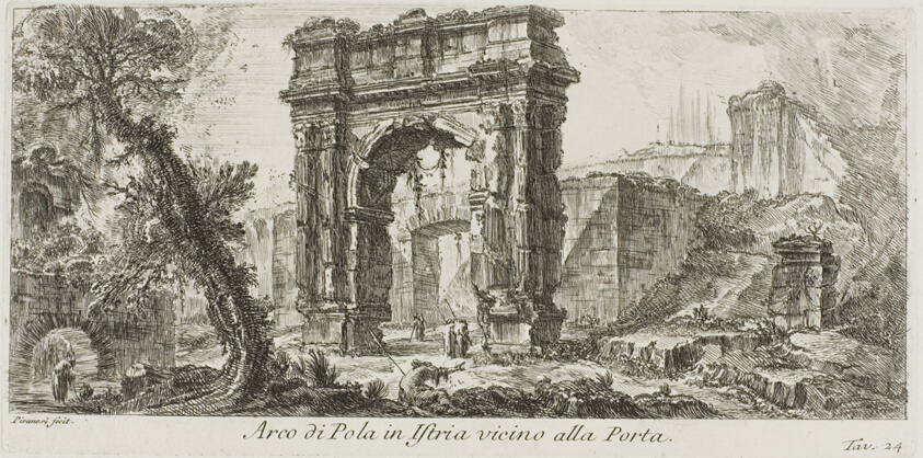 Arch of Pola in Istria near the Gate, plate 24 from Some Views of Triumphal Arches and other monuments