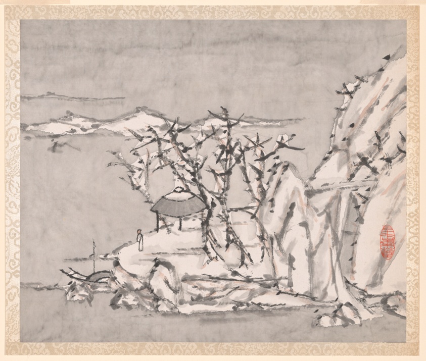 Landscape and Figure, from an album of Landscapes and Calligraphy for Liu Songfu