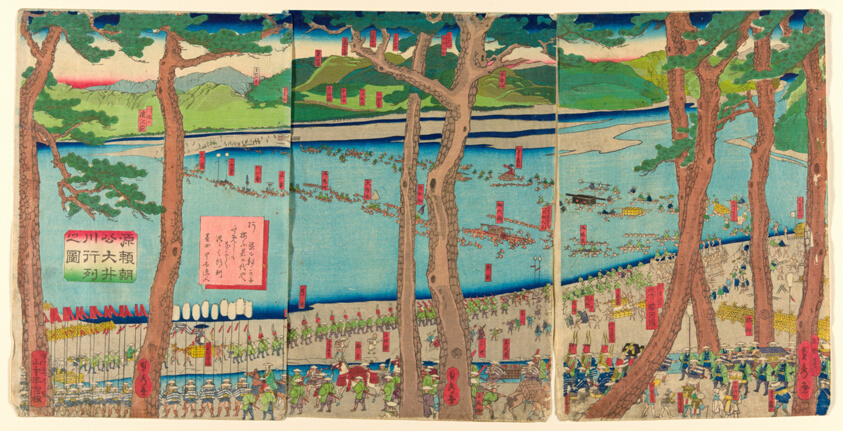 Procession of Minamoto no Yoritomo across the Oi River (Minamoto Yoritomo ko Oikawa gyoretsu zu)