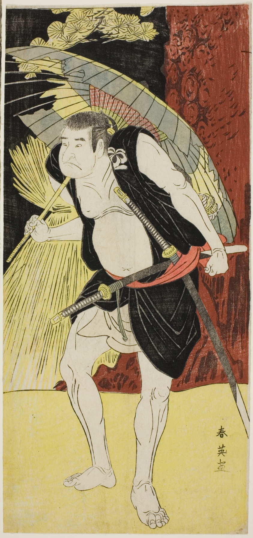 Actors Mimasu Tokujirô I as Hayano Kampei (Left) and Nakayama Kojûrô VI as Ono Sadakurô (Right) in “Treasury of the 47 Loyal Retainers” (“Kanadehon chûshingura”)