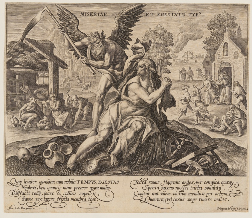 Miseriae est Egestatis Typus, from Time with Virtues and Vices